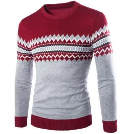 Round Neck Pullover Men Slim Fit Knitted Sweater