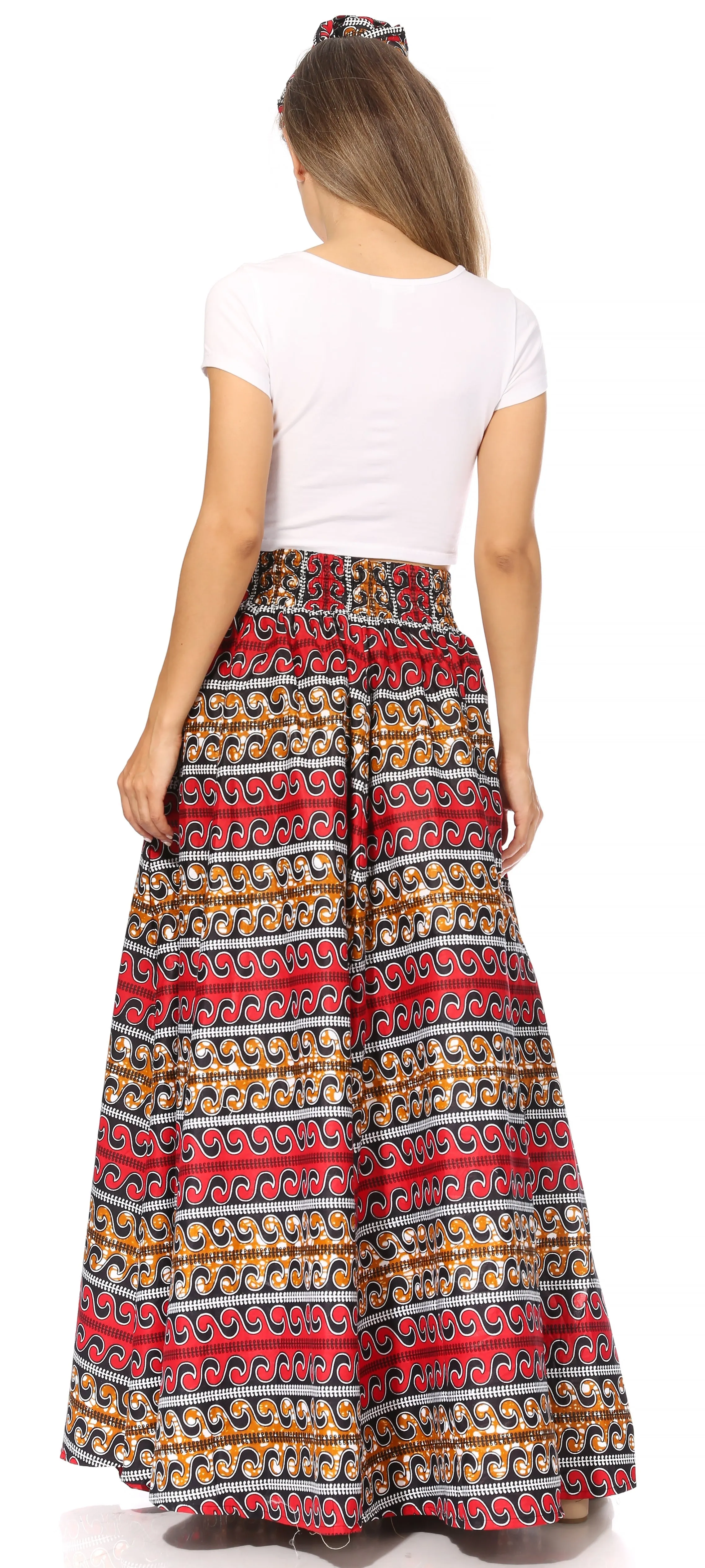 Sakkas Asma's Second Convertible Traditional Wax Print Maxi Skirt with Adjustable Straps