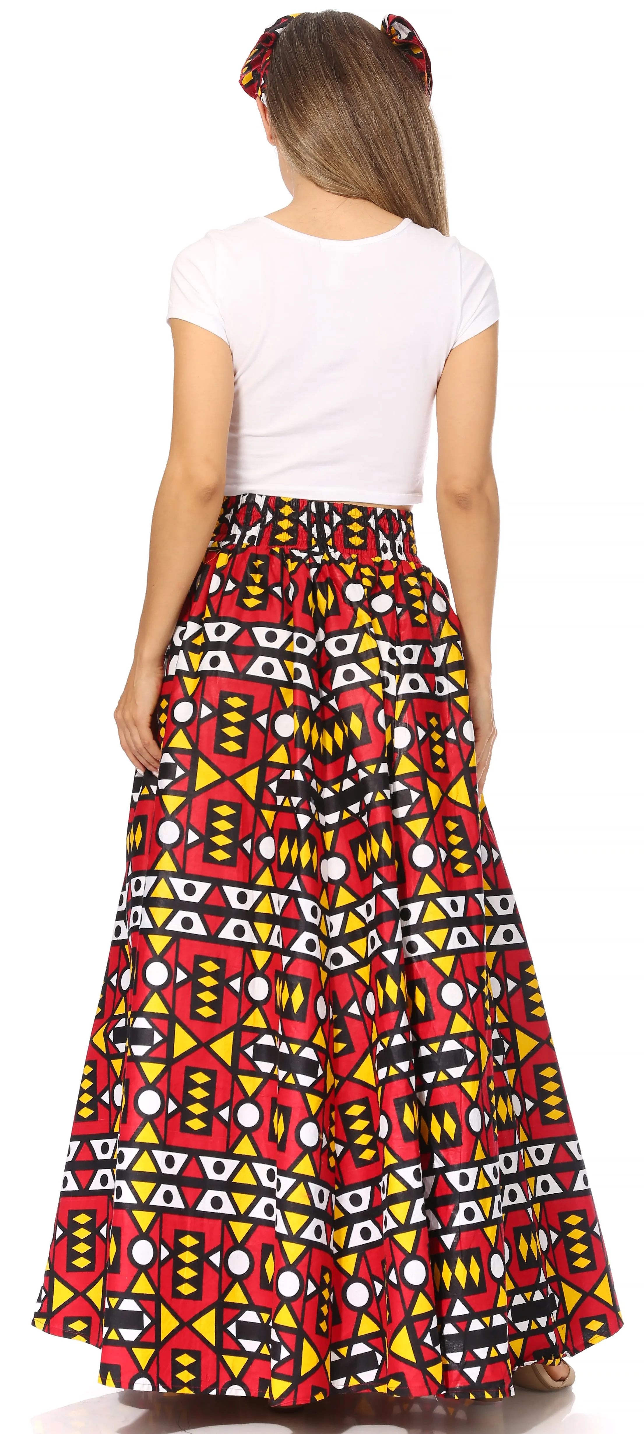 Sakkas Asma's Second Convertible Traditional Wax Print Maxi Skirt with Adjustable Straps