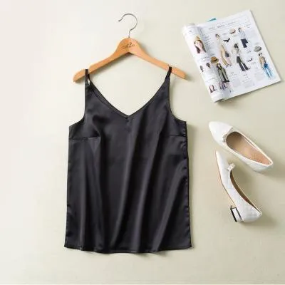 Satin V Neck Camisole Tank Casual Summer Backless Women Silk Halter Tops Sexy Sleeveless Sleepwear Camis Bralette