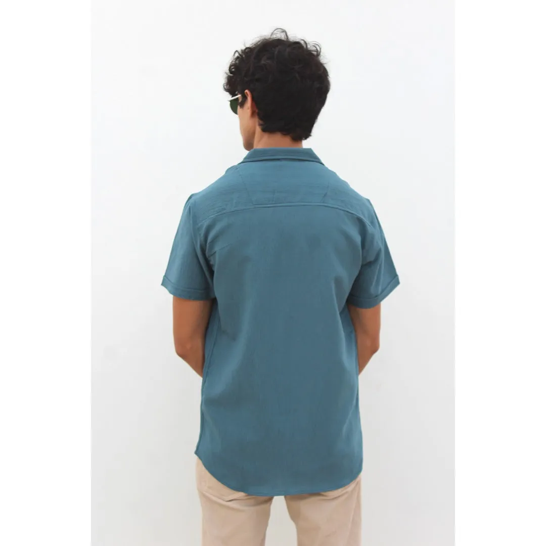 Sea Green Textured Cuban Shirt