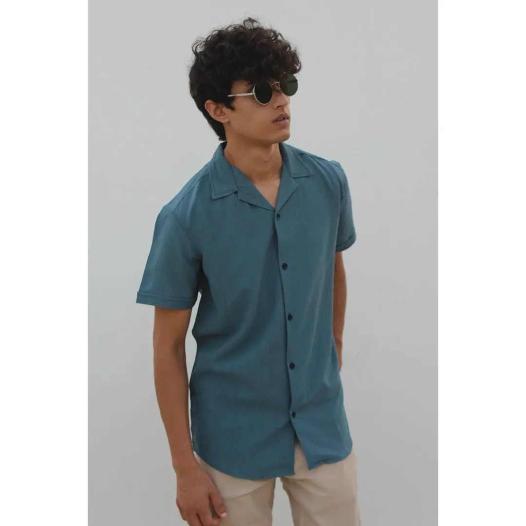 Sea Green Textured Cuban Shirt