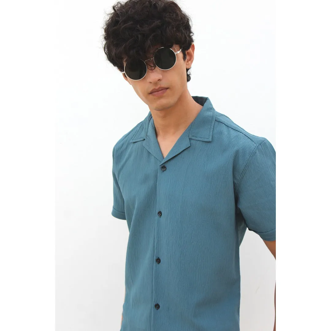 Sea Green Textured Cuban Shirt