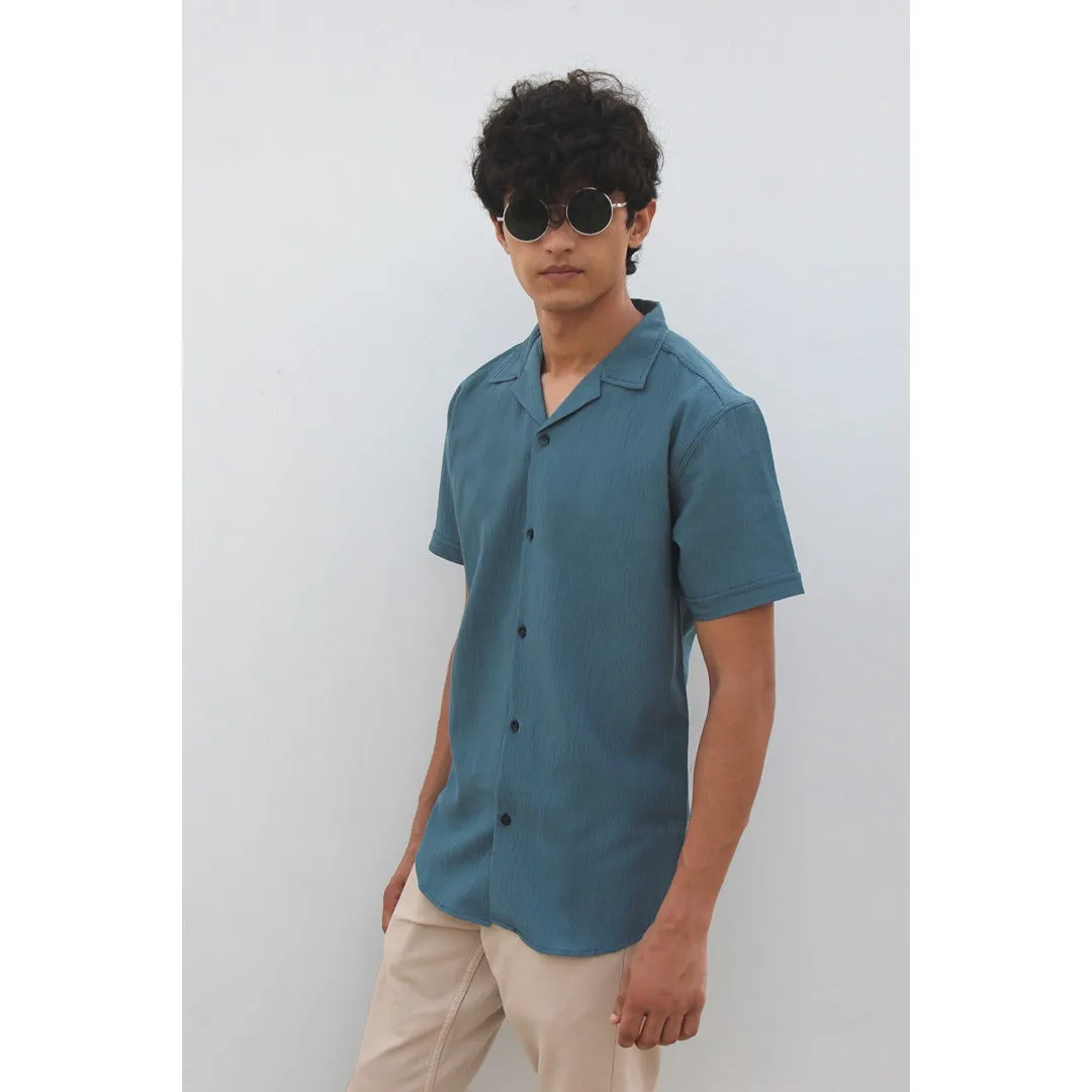 Sea Green Textured Cuban Shirt