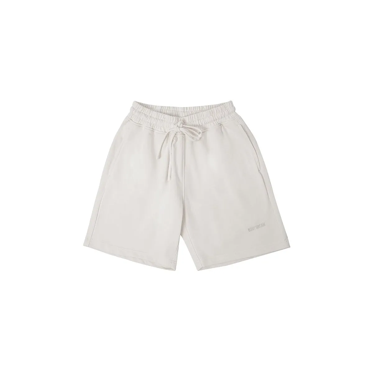 Straight-Leg Logo-Embroidered Extended Drawcord Apricot Sweat Shorts