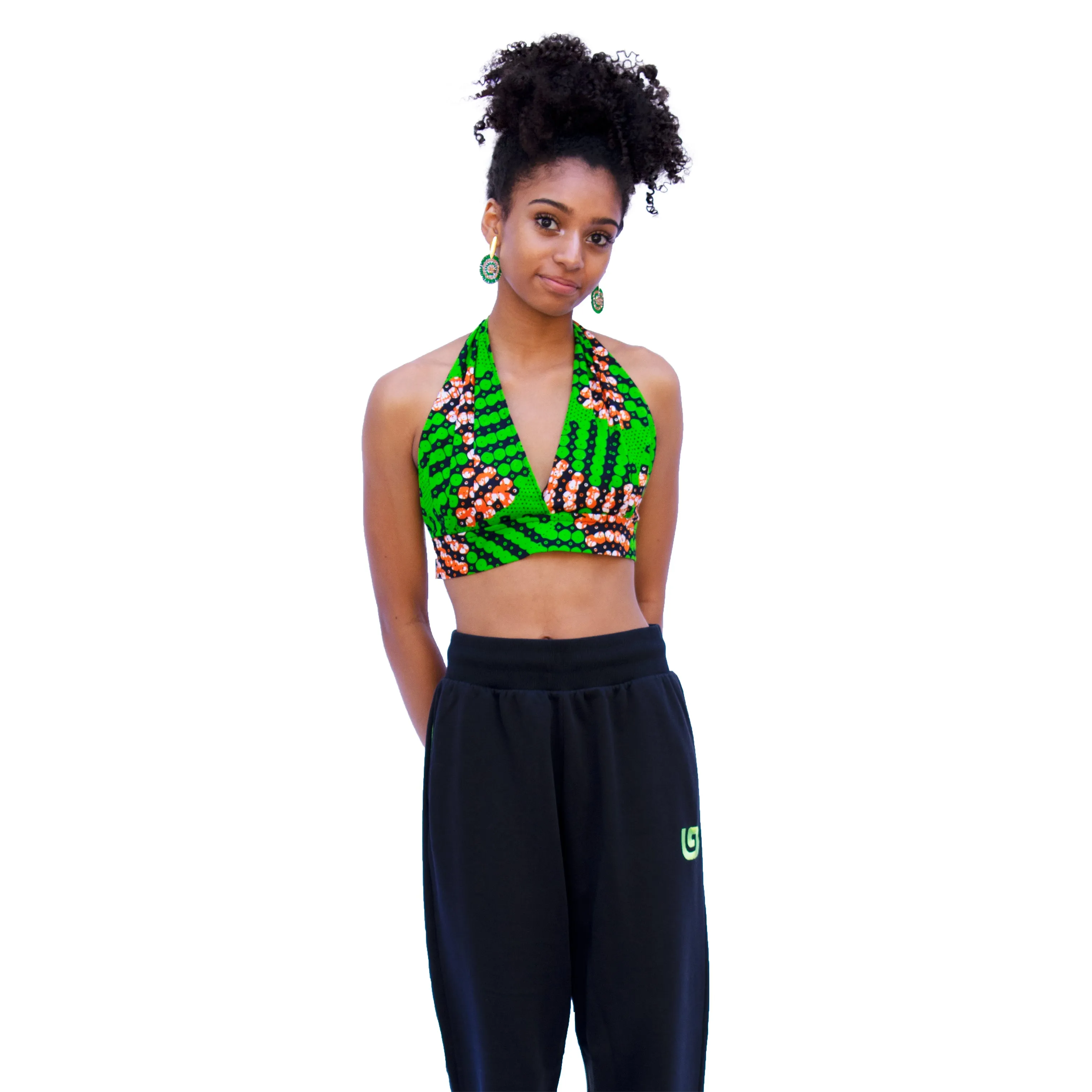 The Chroma Collection Halter Top - Green and Orange