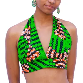 The Chroma Collection Halter Top - Green and Orange