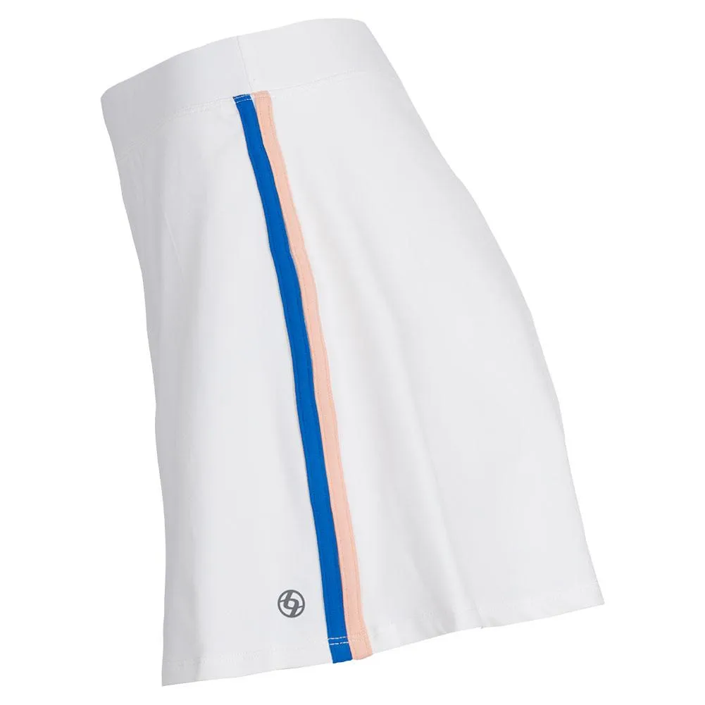 Women's Elite Racer Tennis Skort White and Apricot