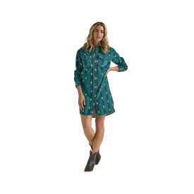 Wrangler Women's Retro Americana Green Print Drees